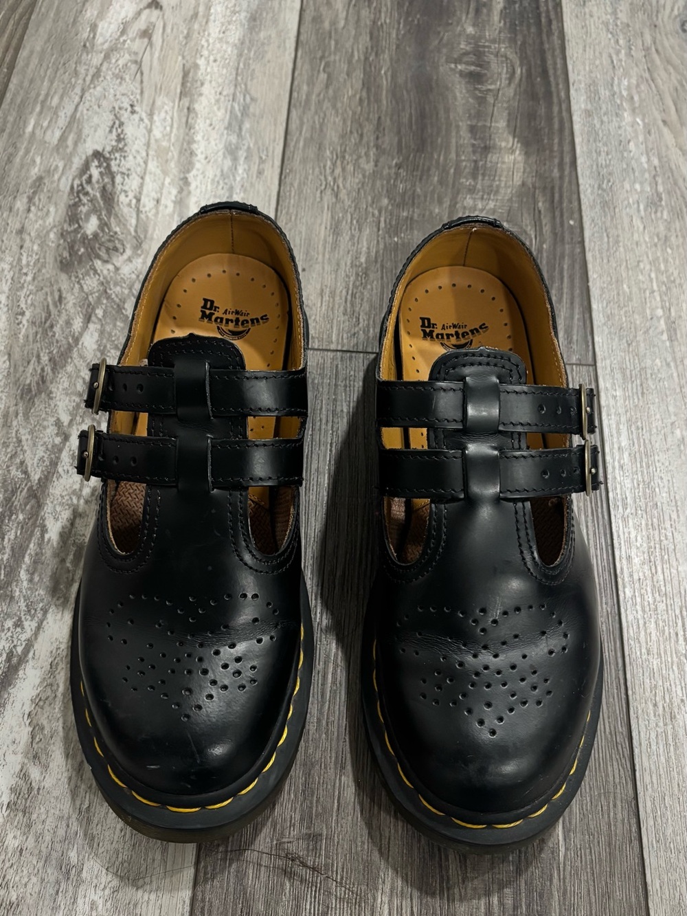 Dr. Martens Kids Black Leather Double-Strap Mary Jane Shoes